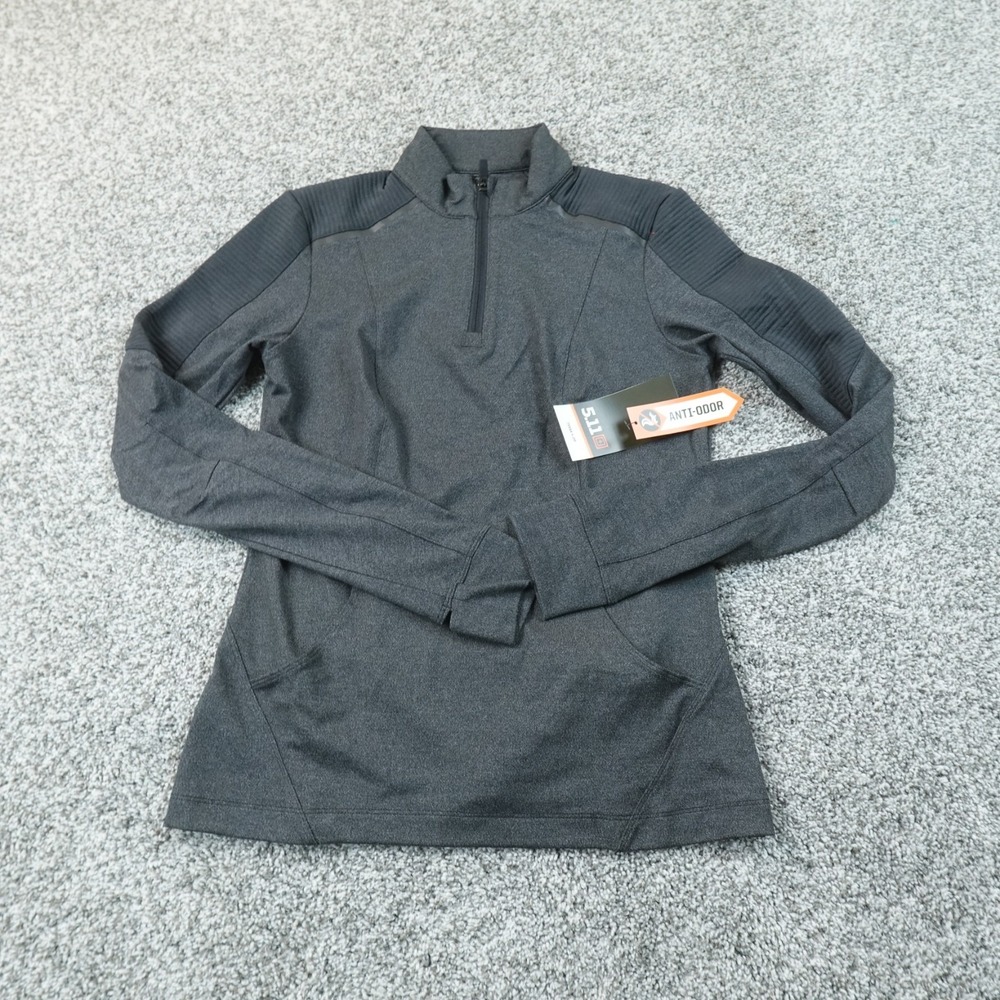 NEW 5.11 Tactical Pullover Womens S Black Gray 1/4 Zip Mock Neck Sweatshirt Top
